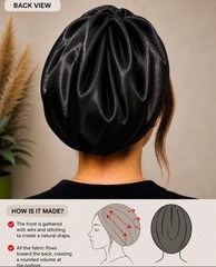 Handmade Luxury Satin Hair Bonnet Hidden Stitch Wire Support Non Slip Adjustable