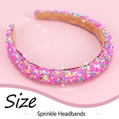 Candy Headbands Sprinkle Donut Colorful Glitter Thin Padded Non Slip 2 PCS