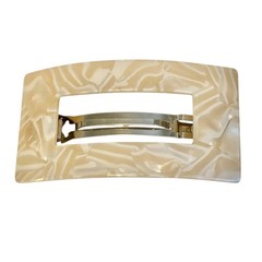 Large White Beige Ivory Marble Confetti Acrylic Hair Barrette French Clip Style