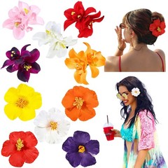 10 Pcs Hawaiian Flower Hair Clips for 1 Count (Pack of 10), Multicolor 1