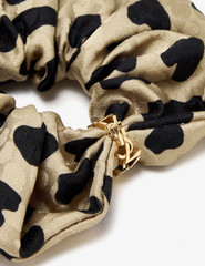 NWT Saint Laurent YSL Cassandre Logo Opyum Leopard Silk Scrunchie Hair Tie $495