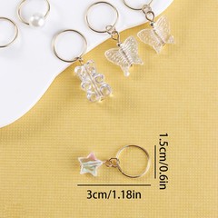 14 Pcs Pink Pearl Star Bear Butterfly Hair Braid Rings Ties Kids Accessories Set