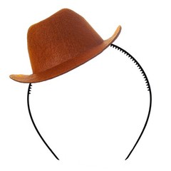 Cowgirl Hat Headband Mini Cowboy Hat Headbands Western Cowboy One Size Brown