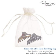 Parcelona French Slim Small Shell & Black Set of 2 Cellulose Jaw Hair Clips