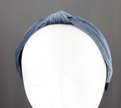 Grey velvet turban knot headband velour fabric corduroy cord grip teeth gray
