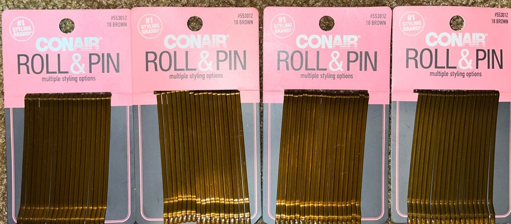 *72* NEW CONAIR Roll & Pin Blend-In Color Brown Bobby Pins FAST FREE SHIP