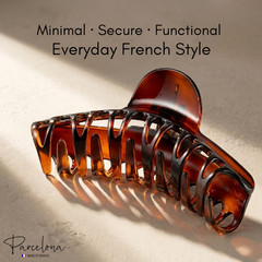 Parcelona French Curvy Large 5 Inches Long Celluloid Tortoise Shell Hair Claw