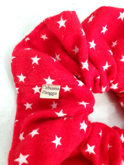 Handmade Women’s Scrunchies size XL Red Cotton Snuggle Flannel Stars Print New