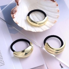 3 Pcs Geometric Metal Hair Ties for Women, Gold Alloy Ponytail Cuff Elastic H…