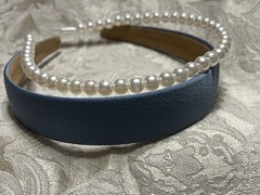 Blue Solid & Faux Pearl Headband Casual Elegant Hairband Hair Accessory Set Of 2