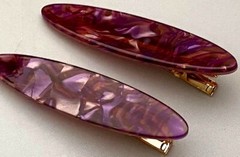 2 PCS GOLDTONE HAIR CLAMPS GLOSSY SPECKLED COLORED ACRYLIC FREE USA SHIPPING