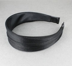 Black headband 1 5/8″ wide shiny satin fabric covered hair band no teeth