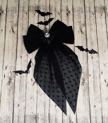 Halloween Skeleton Adult Teen Hair Bow Clip Spooky Nightmare Ghoul