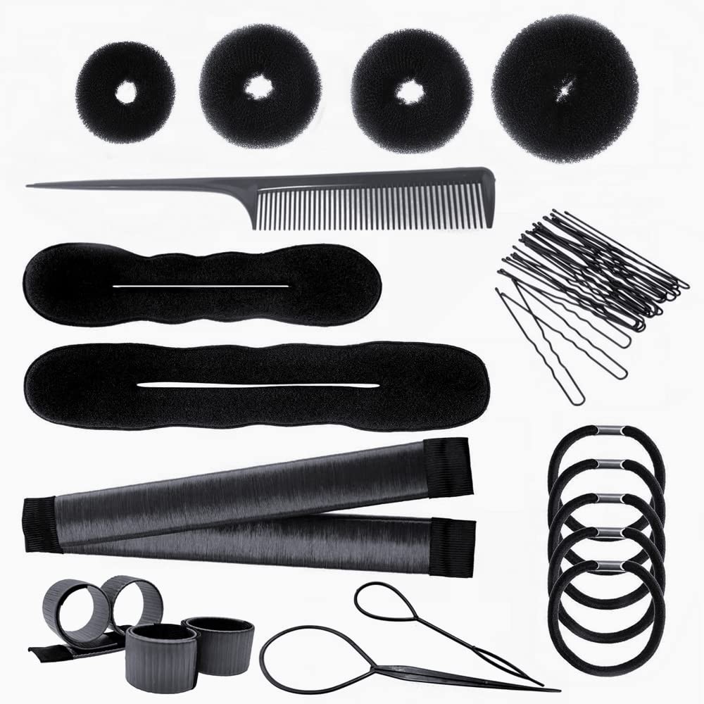 PARFINER Hair Bun Maker French Twist Hairstyle 1 Count (Pack of 1), Black