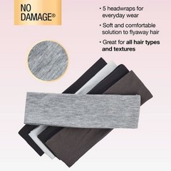 scünci No Damage Stretch Fabric Headbands – Black/White/Gray – 5pcs
