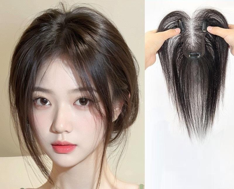 3.15″x4.3″ Traceless Lace 100% Human Hair Topper Cover Head Top or As a Bang 10″