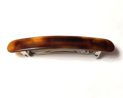 Delsol Long Thin Brown Tortoise Tokyo Print Barrette Hair Clip Made in France