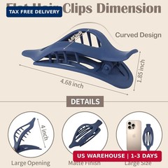 9 Pack Flat Hair Clips for Women, Matte Claw Clips for Thick & Thin Hair Multic