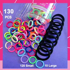 130 Pcs Baby Hair Ties Set, 120 Pcs Small Hair Ties and 10 Pcs Large Hair Ties,