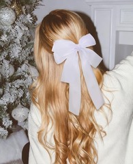 3pcs Hair Bows for Sheer Organza Ribbon Bows White Red Blue Clips Christmas H…