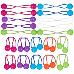 20 Pcs Round Ponytail Balls Twin Bead Hair Elastic Ponytail Balls Holder