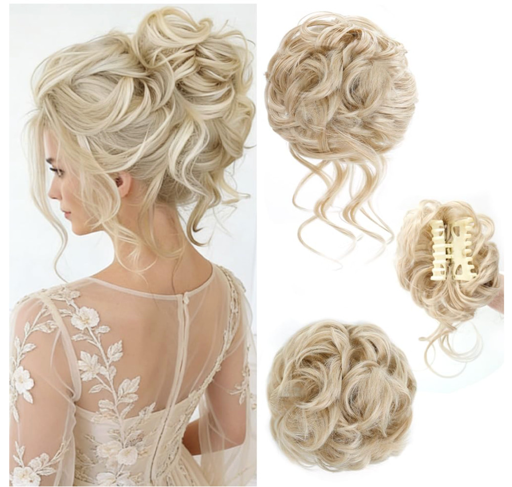 Claw Clip Messy Bun Hair Pieces for Women Ponytail 2 Pieces