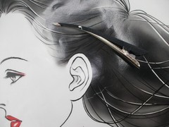 Black Simple Silk Kimono Long Hair Clip 130mm (5 1/8 inch) For Gray, Thick Hair