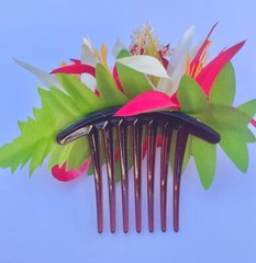Hawaii Design Plumeria Layered Multicolored Tropical Foam Hair Clip Beach Luau
