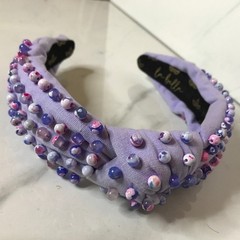 La Bella Lavender Bead Embellished Knotted Headband