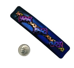 Dichroic Fused Glass Hair Barrette Handmade by Janet Wolery – 4”- DARK TRIANGLES