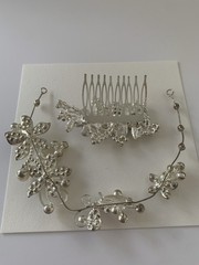 Hair Accessories Wedding Or Communion Rhinestone&Faux Pearls In Silver Tone(67)