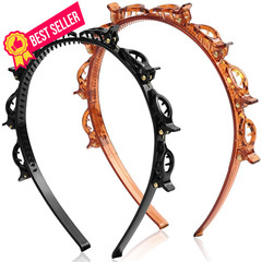 IJPDDRXYN 2 Pcs Braided Bangs Headband with 1 Count (Pack of 2), Black+ brown