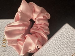 Christian DIOR Beauté Satin Hair Scrunchie Pink/Black w/original BOX