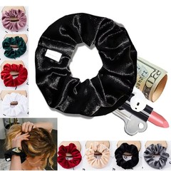 New Hidden Hair Tie Hidden Safe Sight With Zipper Hair Rope Velvet Hide Key Cash