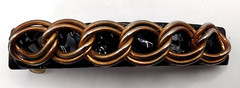 Vintage Chain Link Metal Hair Barrette Black Plastic Coated Clip Bronze 3.5″