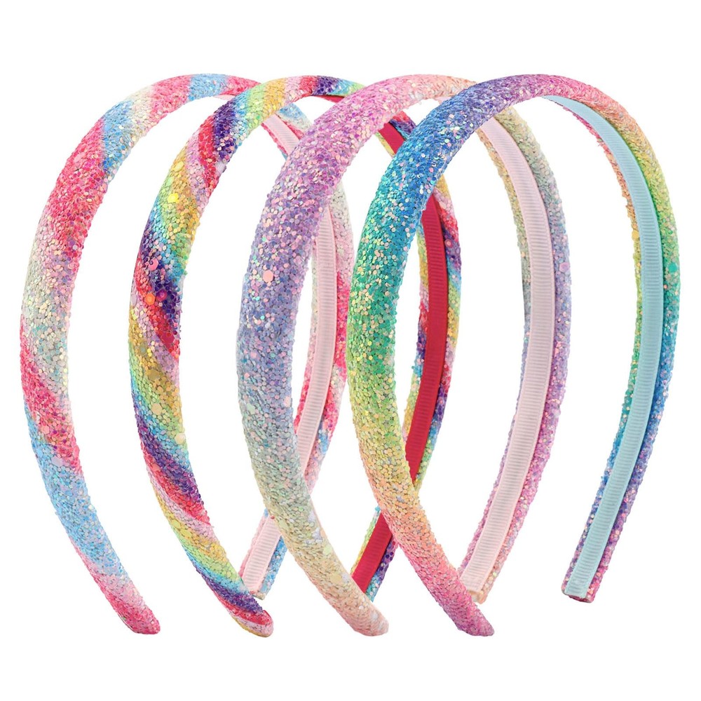 4Pcs Headbands for Girls, Kids, Toddlers – Glitter Sequin Girls Headbands 0.6…