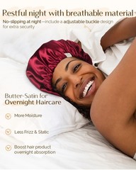 YANIBEST Silk Bonnet Satin for Sleeping Women Men, Large, Wine Red