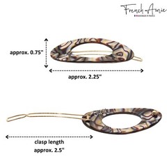 French Amie Oval Small 2 1/4” Celluloid Side Slide In Hair Barrette for Women