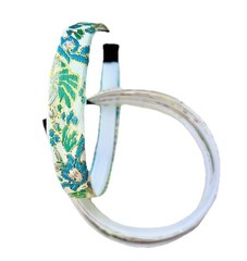 Vintage Retro Green And Blue Embroidered Lace Fabric Hair Band Headband