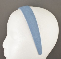 denim 1 1/8″ wide headband textured fabric covered hair band accessory chambray