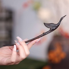 Hand Carved Crane Hair Stick Chinese Hanfu Hairpin Oriental Style 1pc