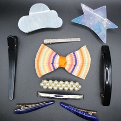 10 Hair Clips/Barrettes Girls Teens Some Vintage w/ Wear/Aging Cosplay Theatre