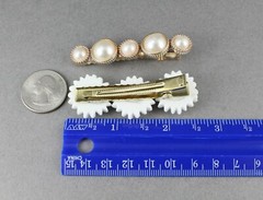 daisy flower faux pearl 2.5″ wide barrette alligator hair clip set of 2
