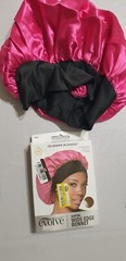 Evolve Fistine Luxe Wide Edge High Quality Pink Black Satin Bonnet For Night Use