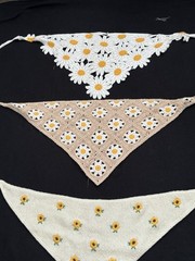 Handmade Crochet Floral Triangle Bandana Head Scarf Set, Multicolor