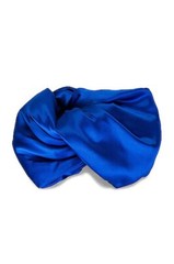 Saint Laurent Twisted Turban Sapphire Blue Silk Headband $650
