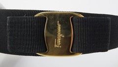 Auth SALVATORE FERRAGAMO Vara Black Head Band Hair Accessory #49847B
