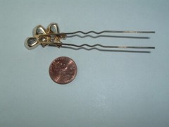 WHITE GLASS BEAD & RHINESTONE METAL HAIR STICK PIN UP DO HAIR ACCESSORY