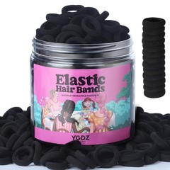 300PCS Black Cotton Hair Ties: Mini Elastic Ponytail Holders and Seamless Hai…