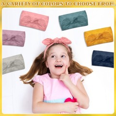 12 Pack Polyester Cloth Headbands Removable Colorful Rabbit Ear Bow Bands